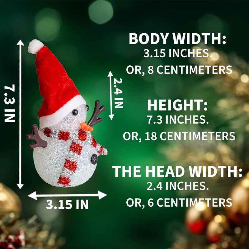 YAKii Christmas Decorations 7.3'' LED Snowmen Lamp Color Changing with Colorful Hat & Scarf Christmas Snowman Desk Centerpiece Decoration for Battery Operated Indoor Home Holiday Decor,Brown,Set of 3 - Image 2